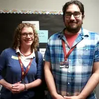 Ricardo Milburn and Lorien Oberlander are teaching science in Randy Hawkins’ fourth grade class.