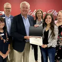 Student Achievement Award recipient, Angelica Vasquez, poses with CWI Board of Trustees on Oct. 15.