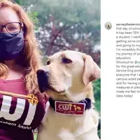 @surveytheservicedog's first day at CWI on her way to her first in-person class