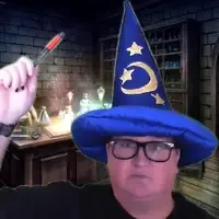 A wizard in a magic laboratory