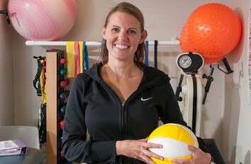 Person holding exercise ball