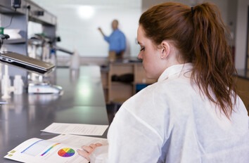Science student studying in lab