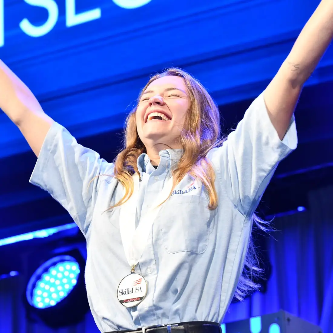 Autumn Harvey celebrating her win