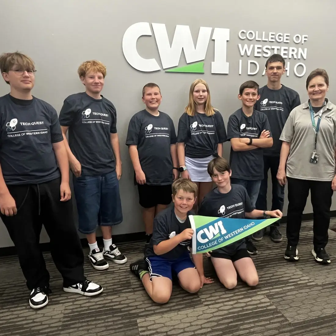 Group of students in front of CWI sign