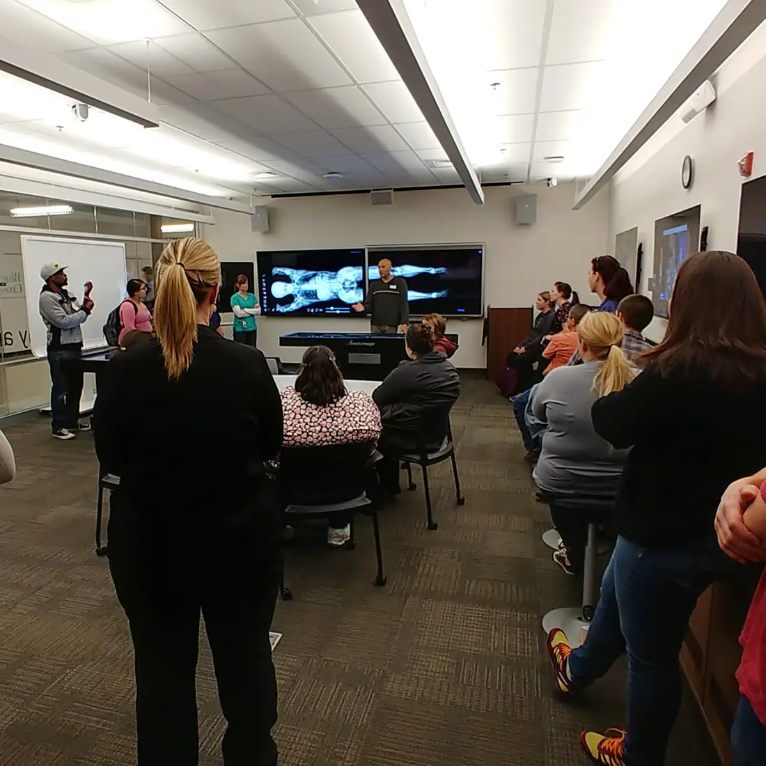 Students touring a lab