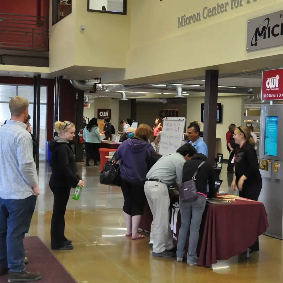 Street Team talking to students at the Micron building