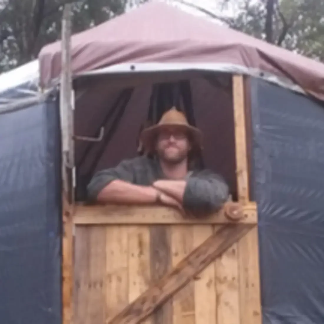 Man in a yurt