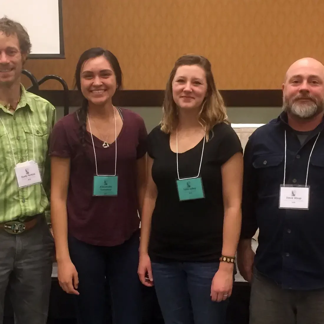 Dusty Perkins, Kassandra Townsend, Talia Jolley, and Steve Alsup, an internship mentor Birds of Prey Partnership.