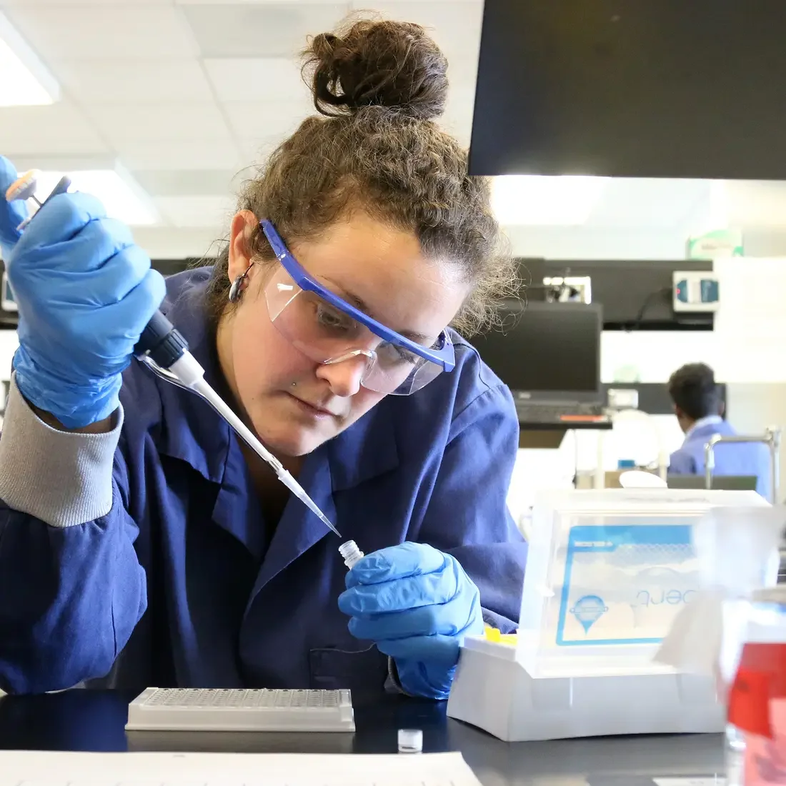 Student in a science lab