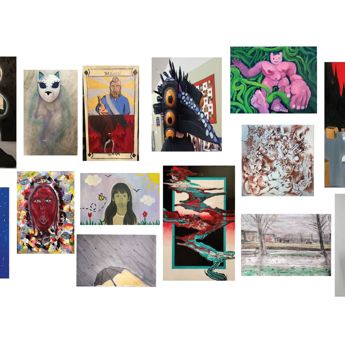 A collage of student art work is displayed.