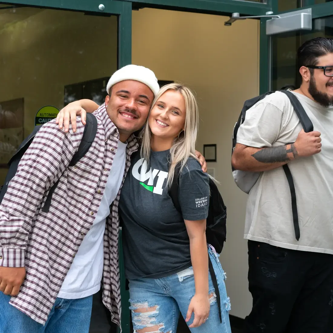 Students outside of a campus building