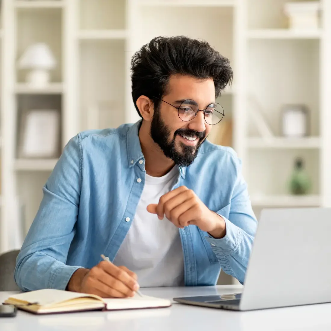 Student using laptop