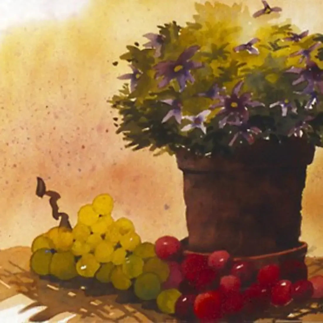 Artwork of grapes and a plant