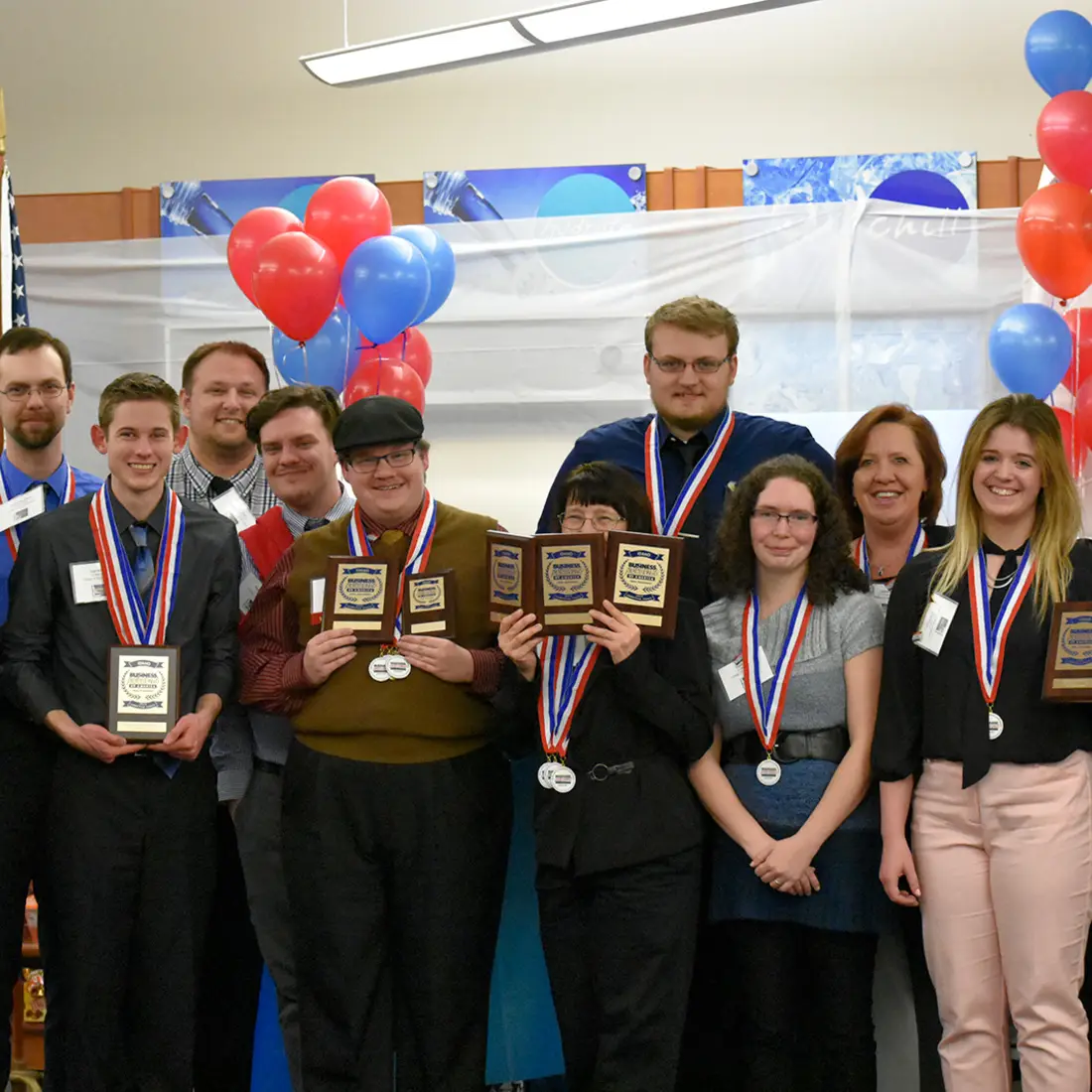 BPA students with their awards