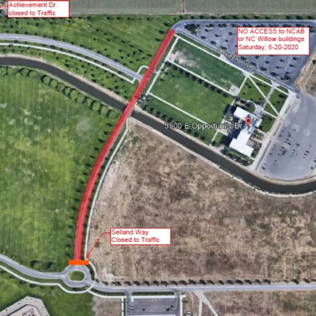 Nampa Campus Road Closure Google Map
