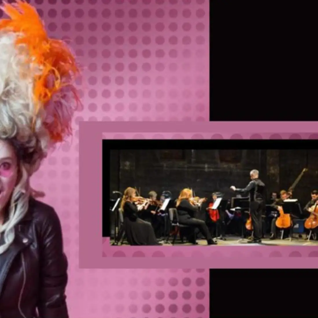 Woman in a costume and Boise Baroque Orchestra performing