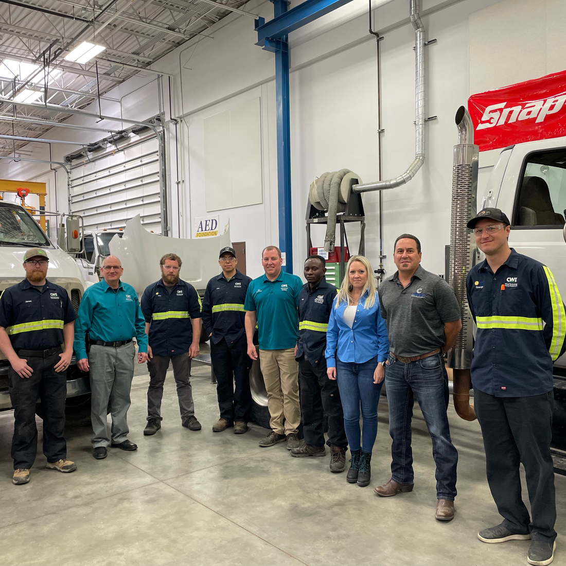 Faculty and students with representatives from Cobalt Truck Equipment