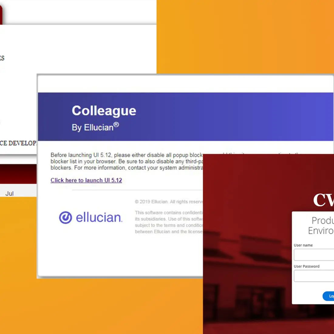 Screen shots of systems impacted by the migration
