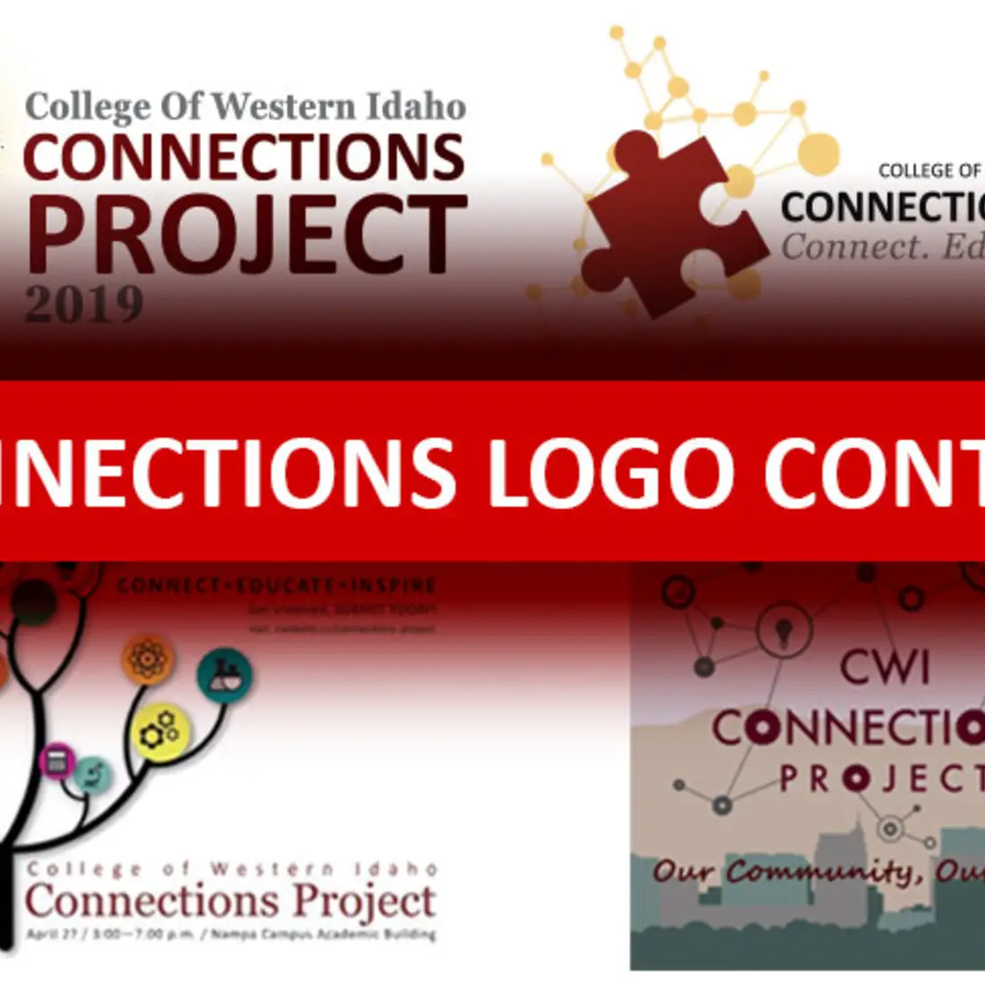 Connections Logo Contest headline with previous year's logos in the background
