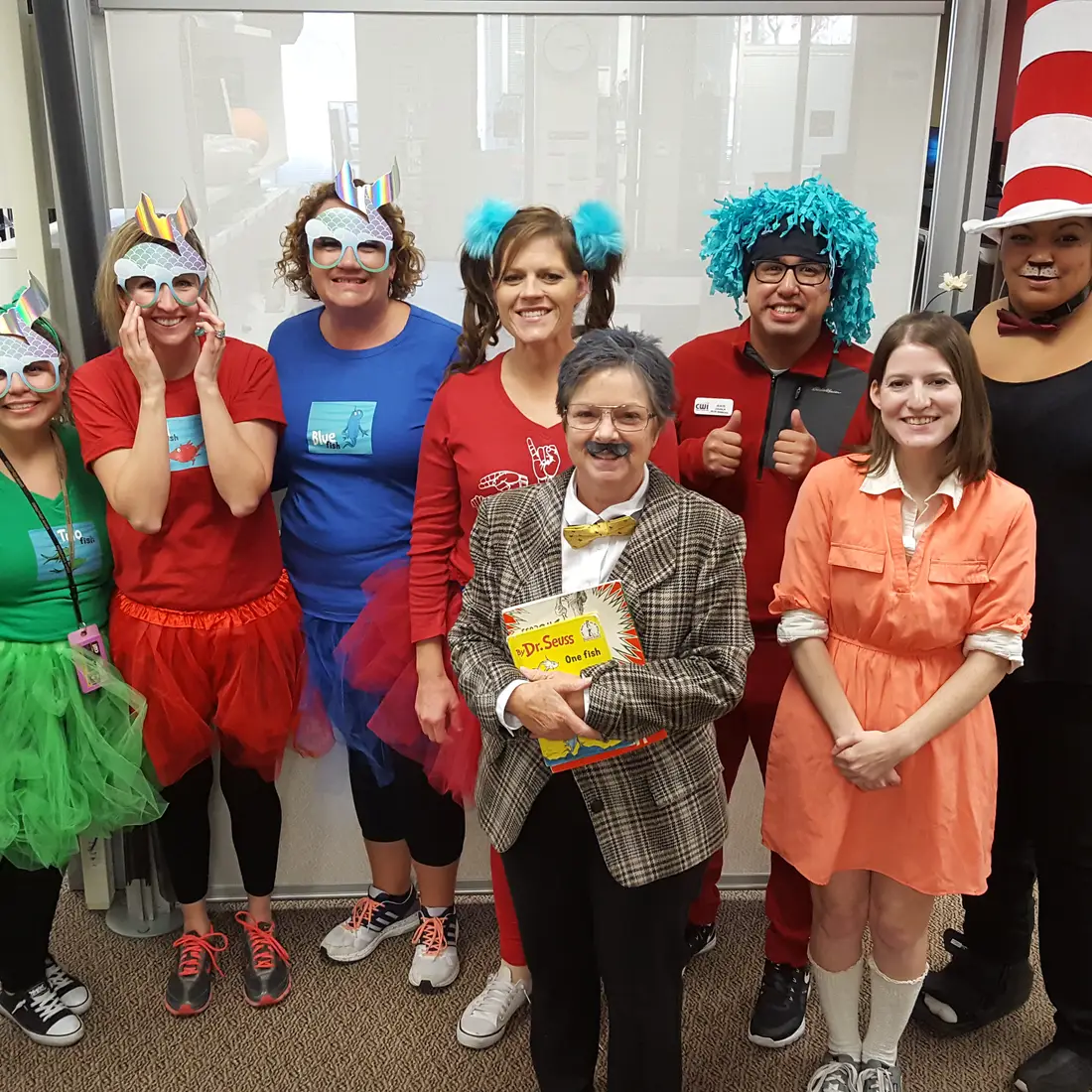 Group of employees dressed up for Halloween