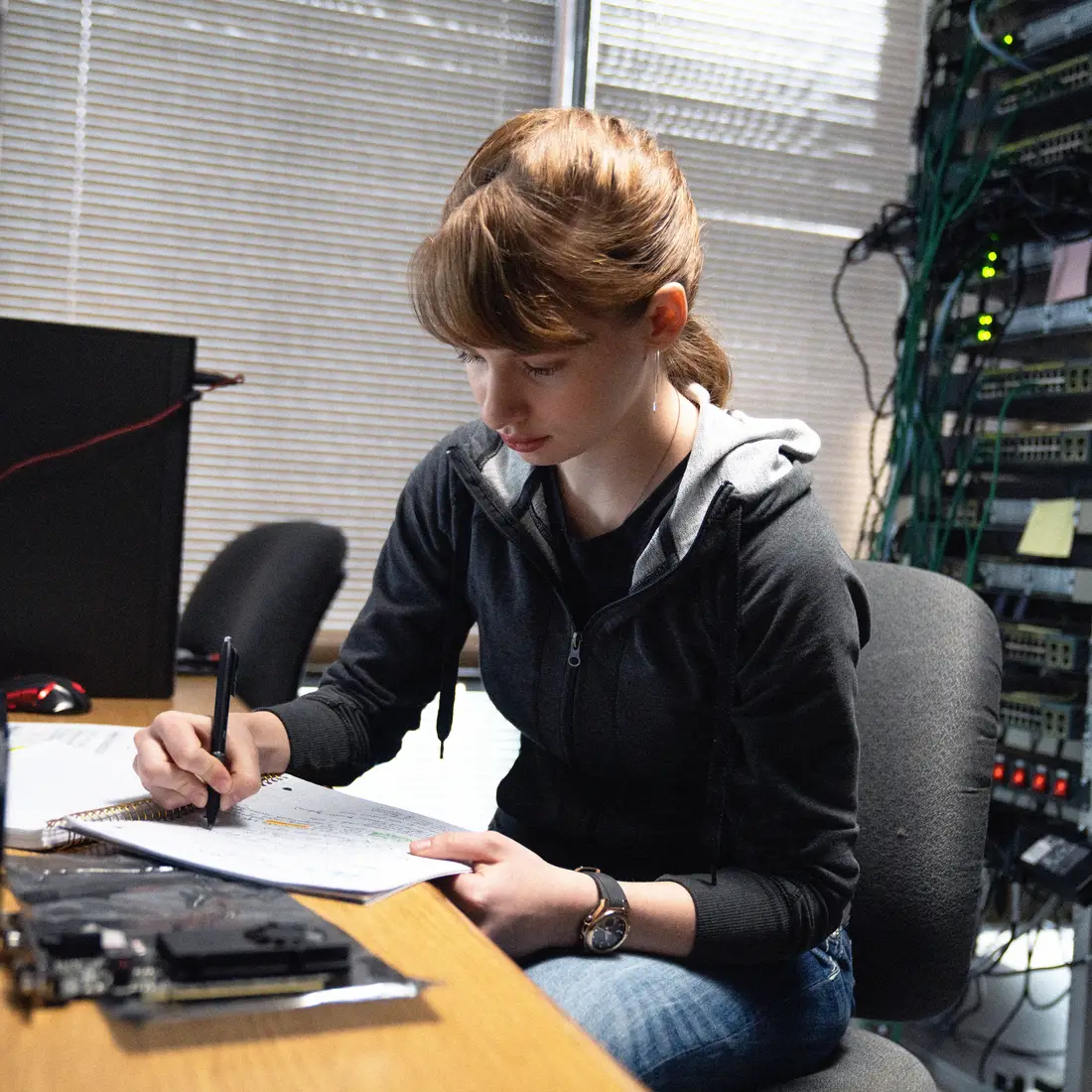 Cybersecurity student working