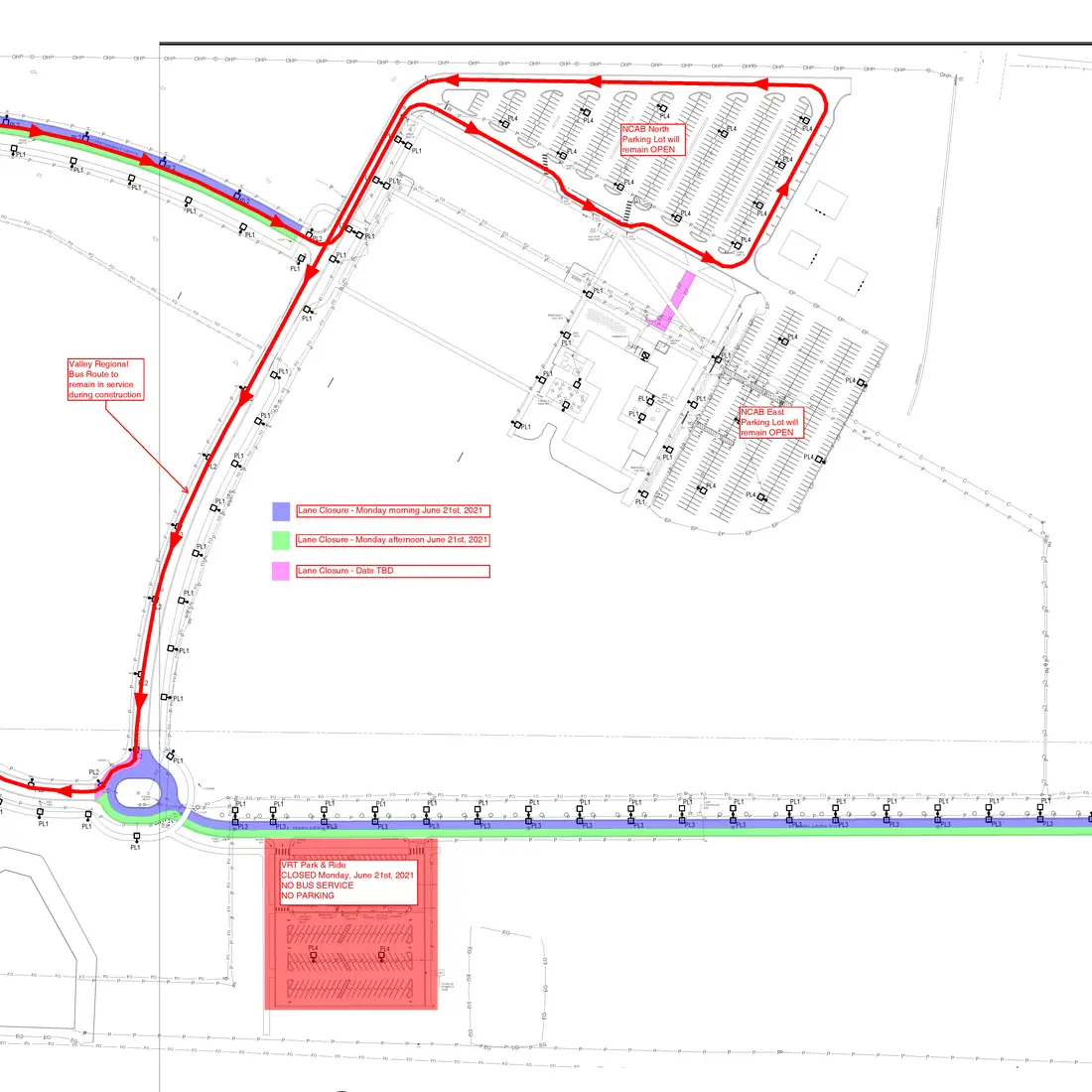 On Monday, June 21, Terra Linda Way and Achievement Drive will be reduced to one lane for road maintenance.