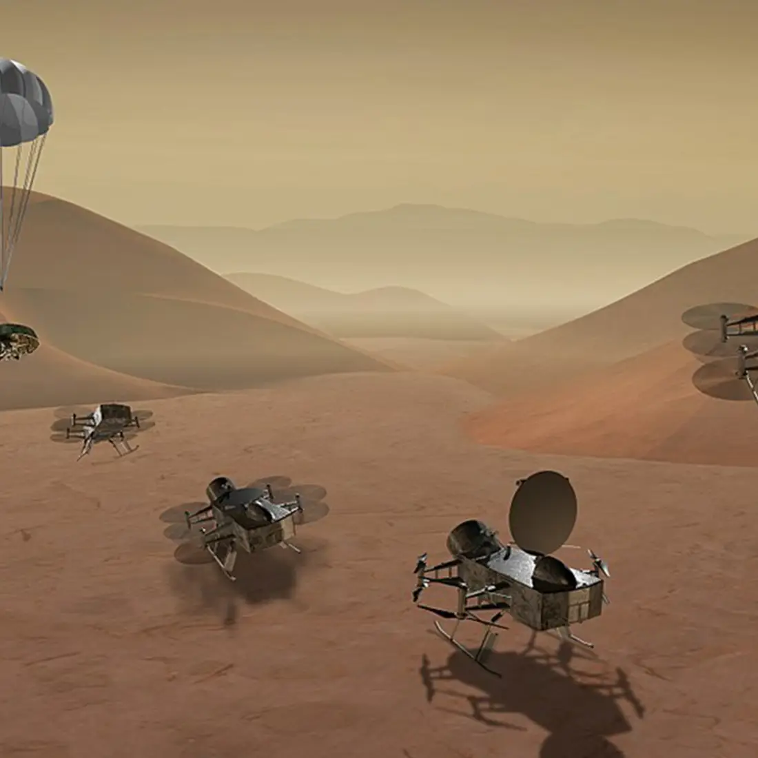 Illustration of rotorcraft landers