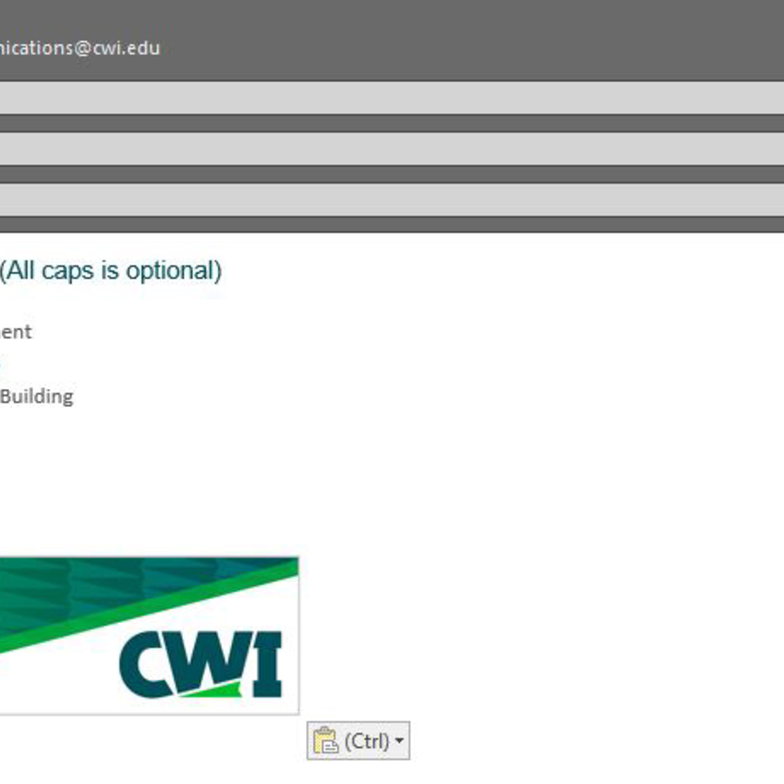 College of Western Idaho's official signature block