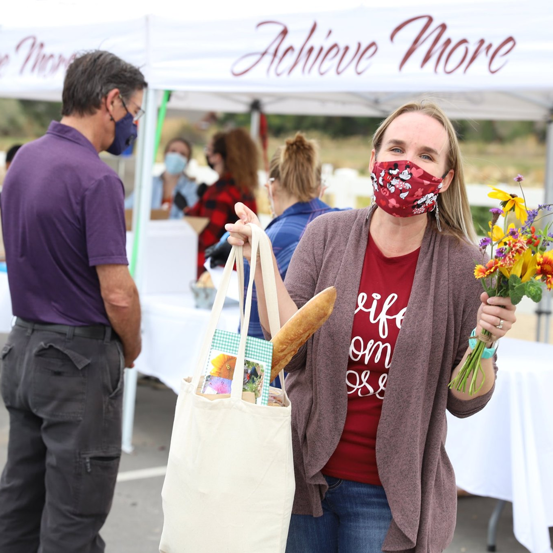 CWI Business faculty, Shelly Moore, picking up her Farm to Fork meal