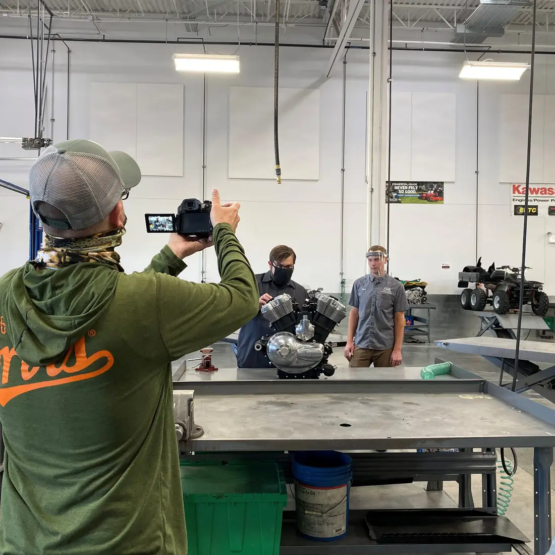 Crew filming students at the Nampa Campus Micron Education Center