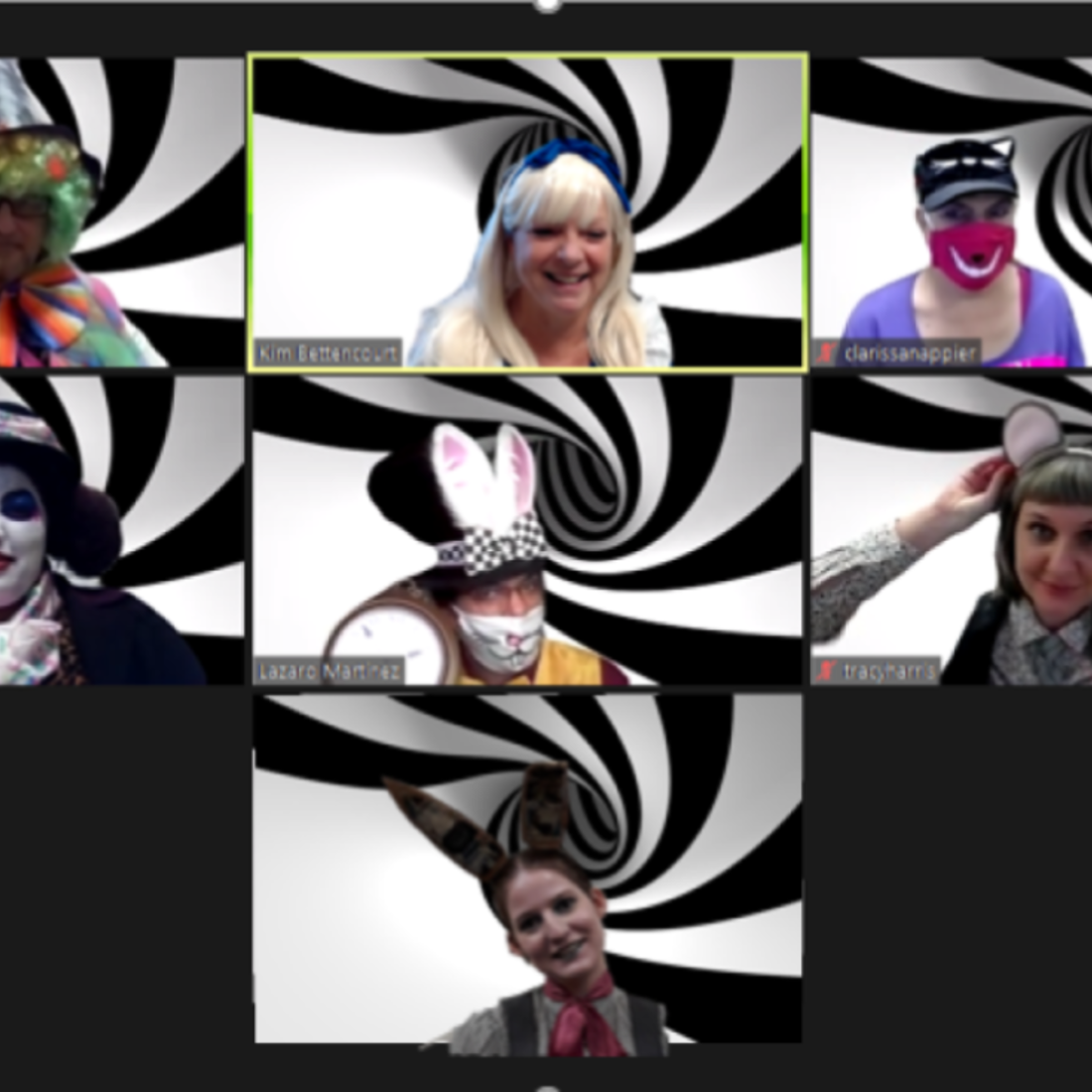 1st Place, Best Zoom Group Photo – “Alice in Wonderland” submitted by One Stop Student Services Can-Ada Team