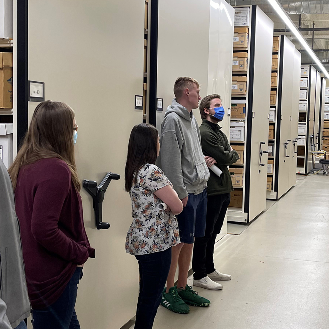 CWI History students touring Idaho State Archives