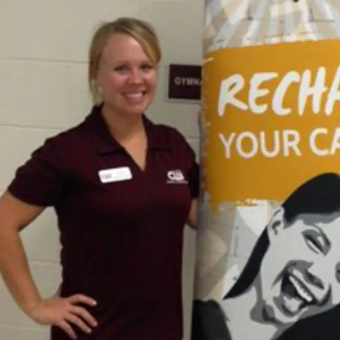 Nikki with Recharge banner