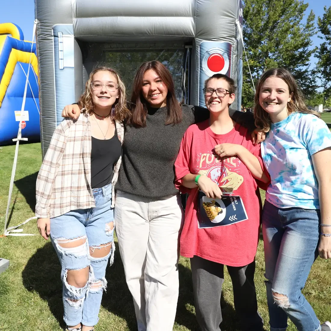 Students in front of activites at Resource Fair