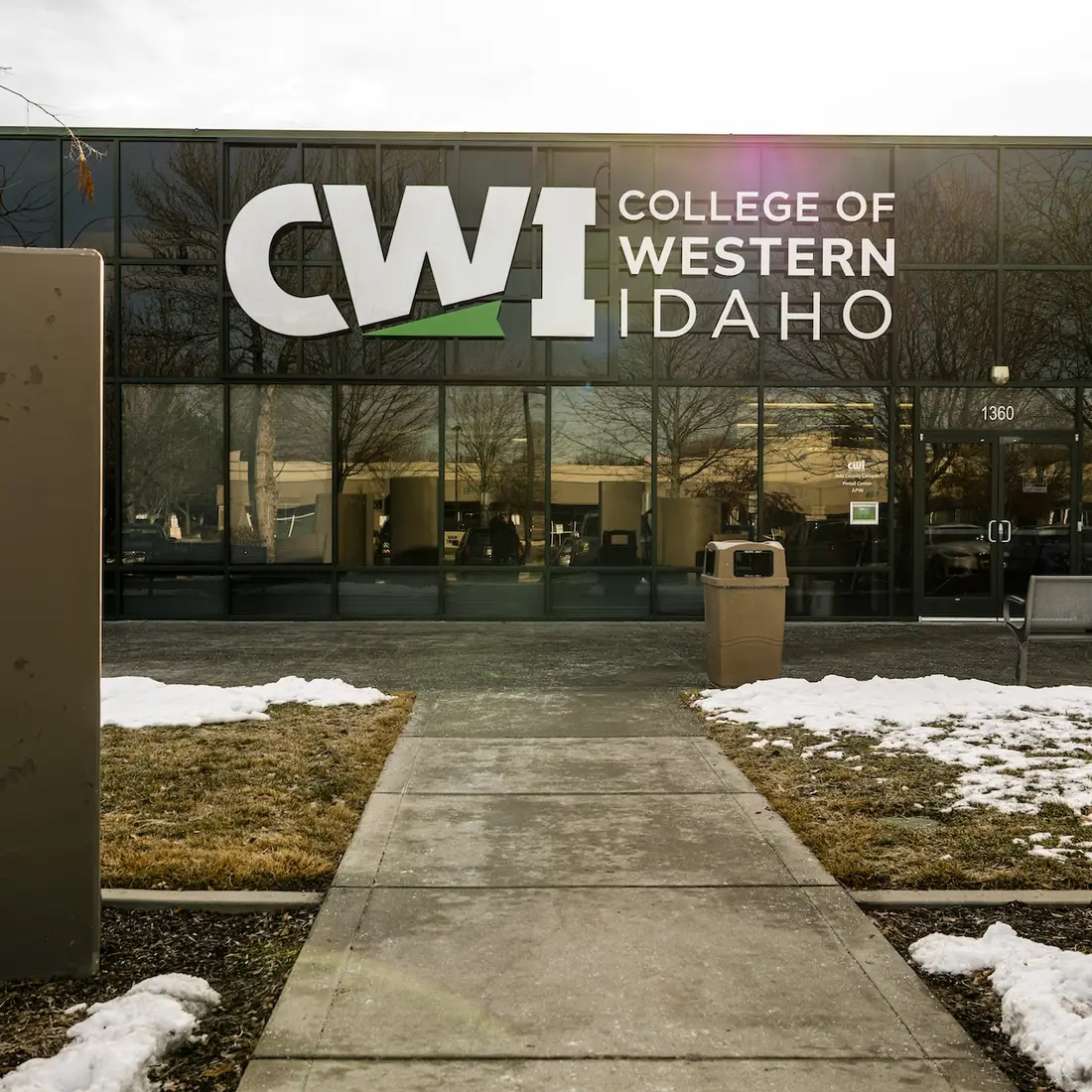 A College of Western Idaho building with snow on the ground