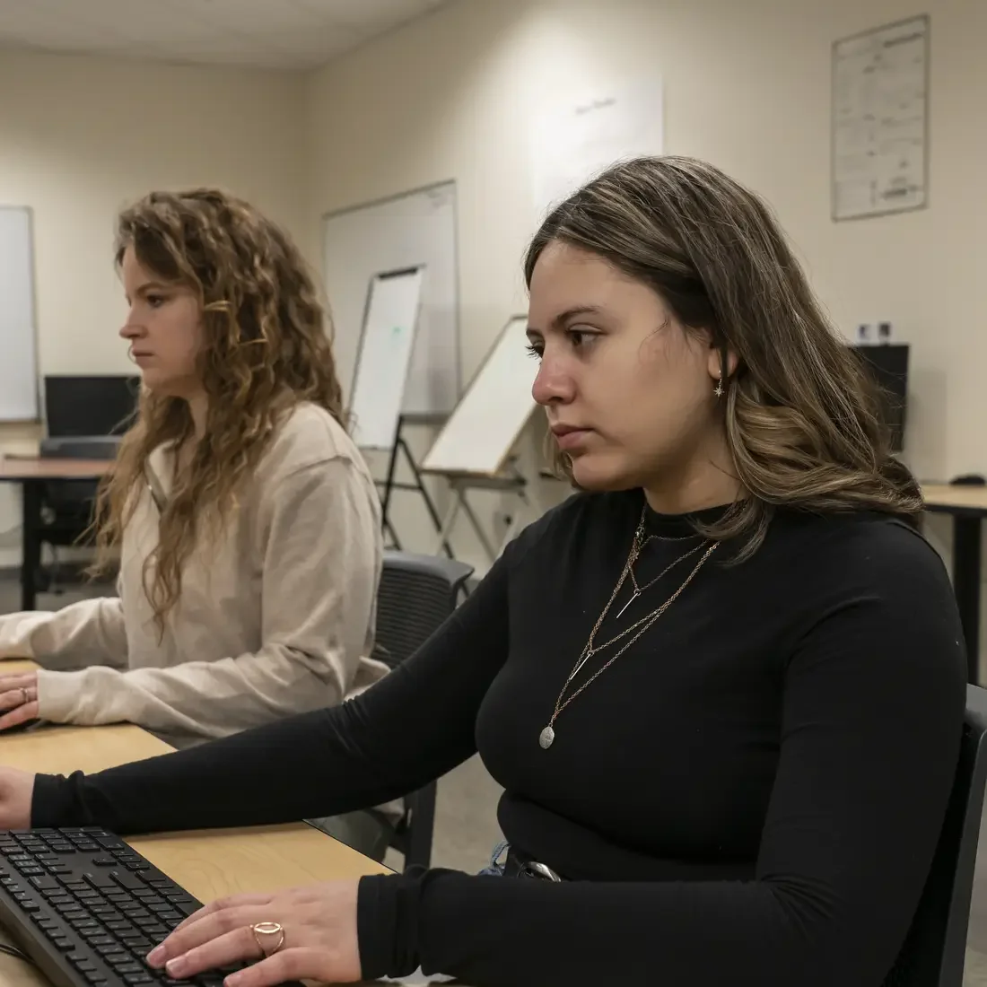 Students working on a computer