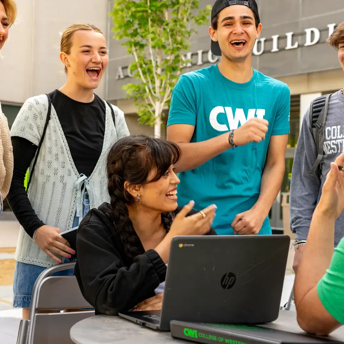 Students laughing outside
