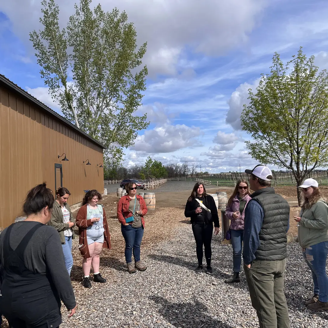 Students gathering around on the tour