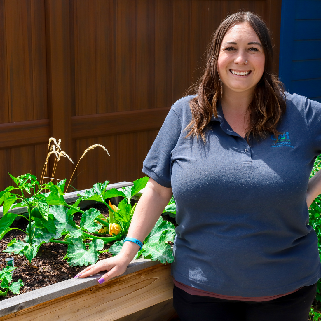 Michelle Wooton tending to a garden