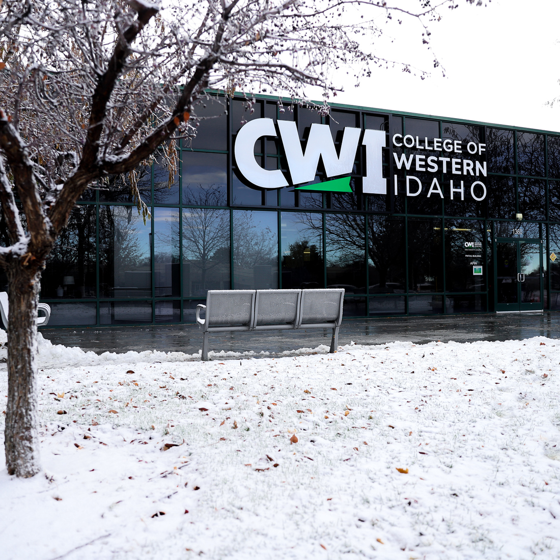 College building with snow surronding