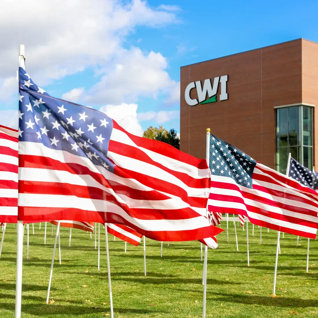 American flags at CWI