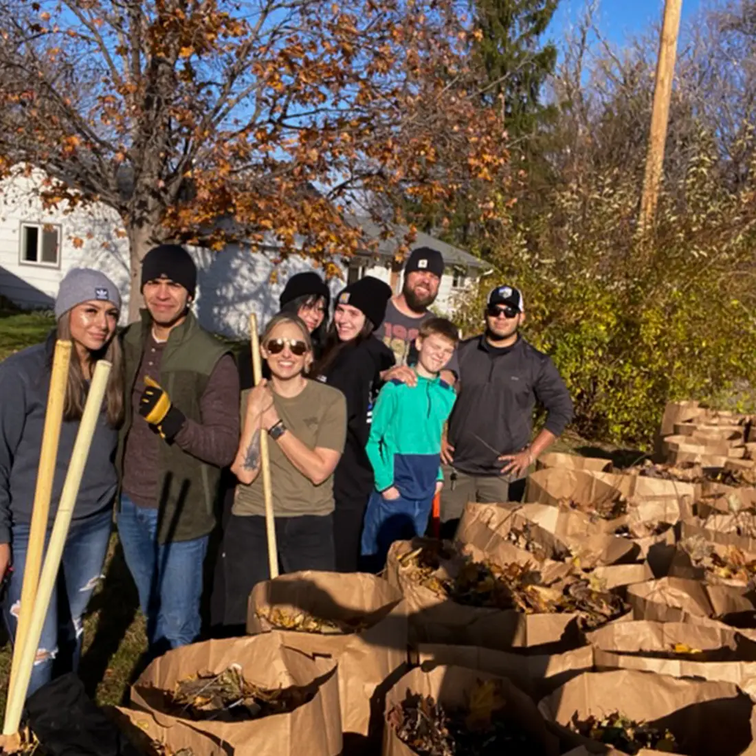 Law Enforcement students participating in Rake Up Nampa