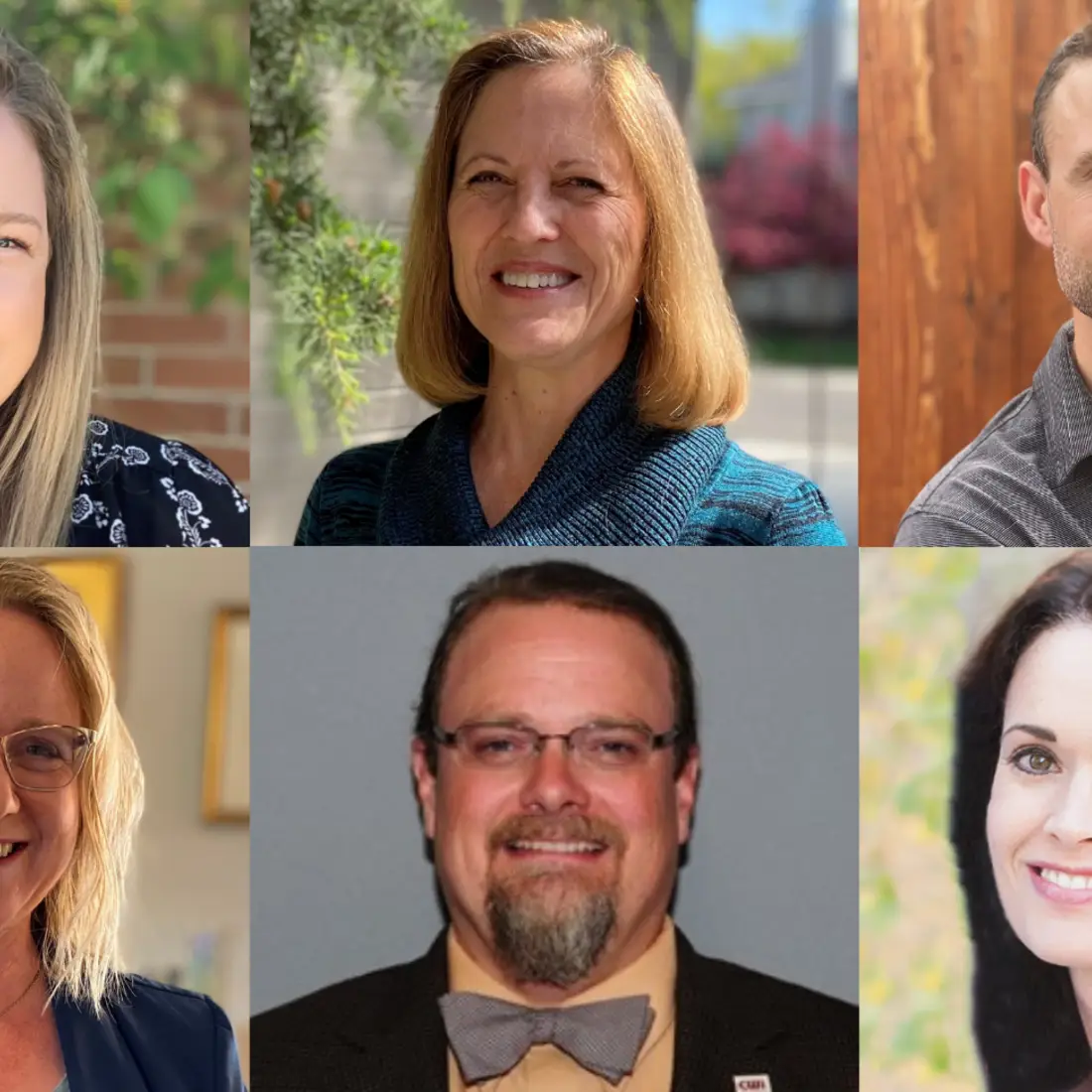 Anna Gamboa, top left, Cathy Carson, Joel Gladd, Liza Long, bottom left, Charles Dickinson, and Hollie Leavitt