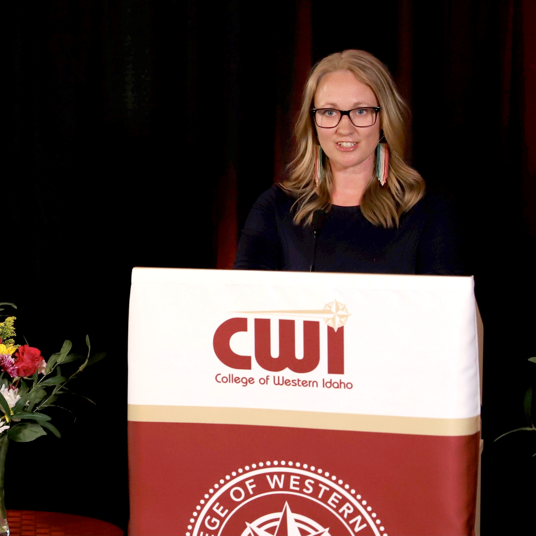 Nursing Faculty, Jen Mimish, speaks during the Nurse Pinning Ceremony on Thursday, May 13.
