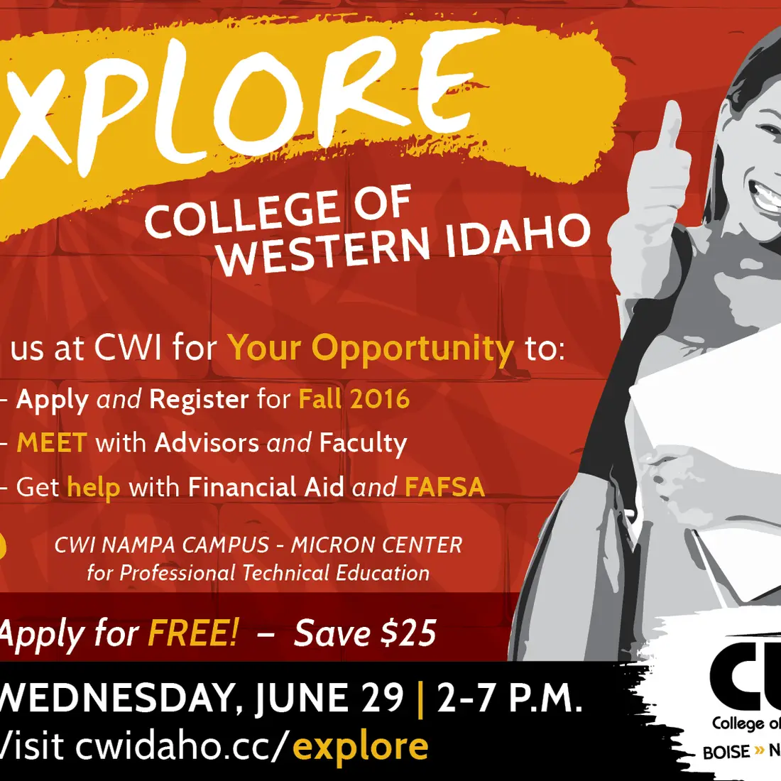 June 2016 explore event handout card