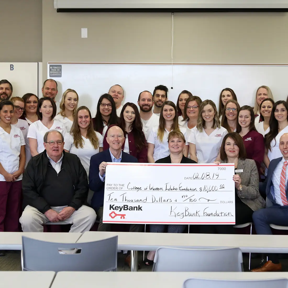 KeyBank and CWI Foundation representatives with Nursing students