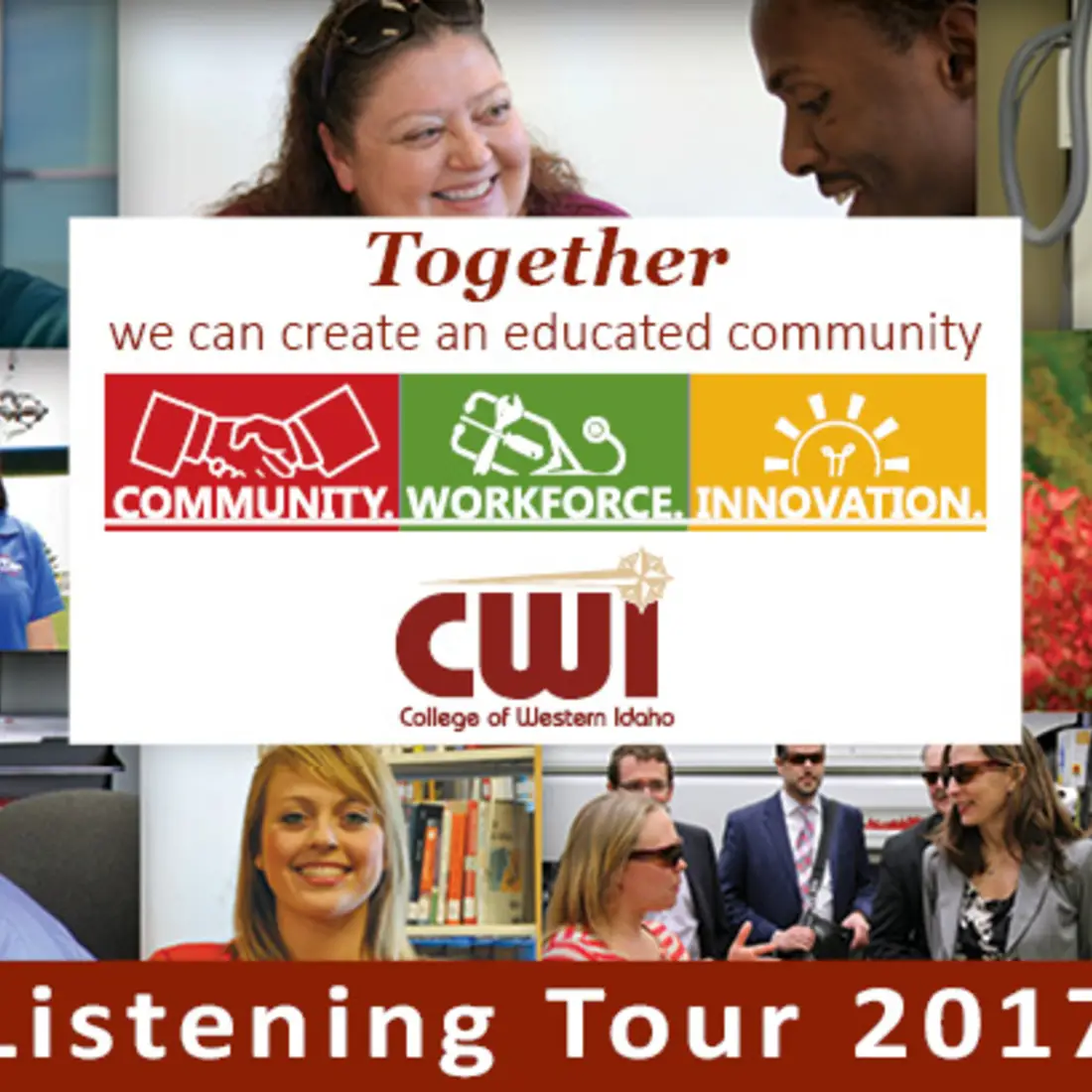Listening Tour 2017 postcard, Together we can create an educated community.