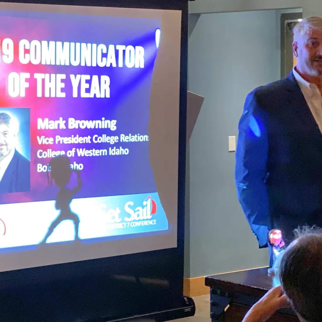 Mark Browning, Vice President of College Relations, was recognized for his amazing work at College of Western Idaho (CWI) with t