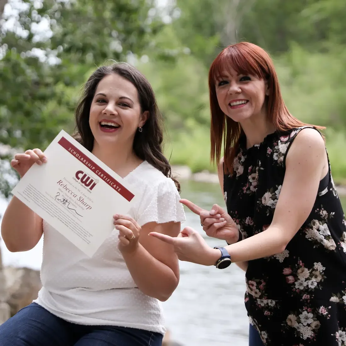 Rebecca Sharp, winner of this year’s Mom’s Next Move on-air scholarship promotion, and Michelle Heart from 107.9 Lite FM.