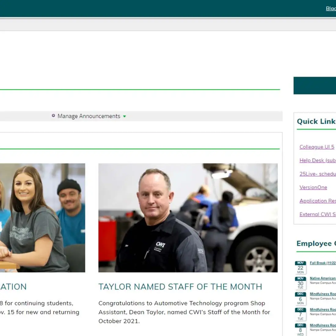 screenshot of myCWI